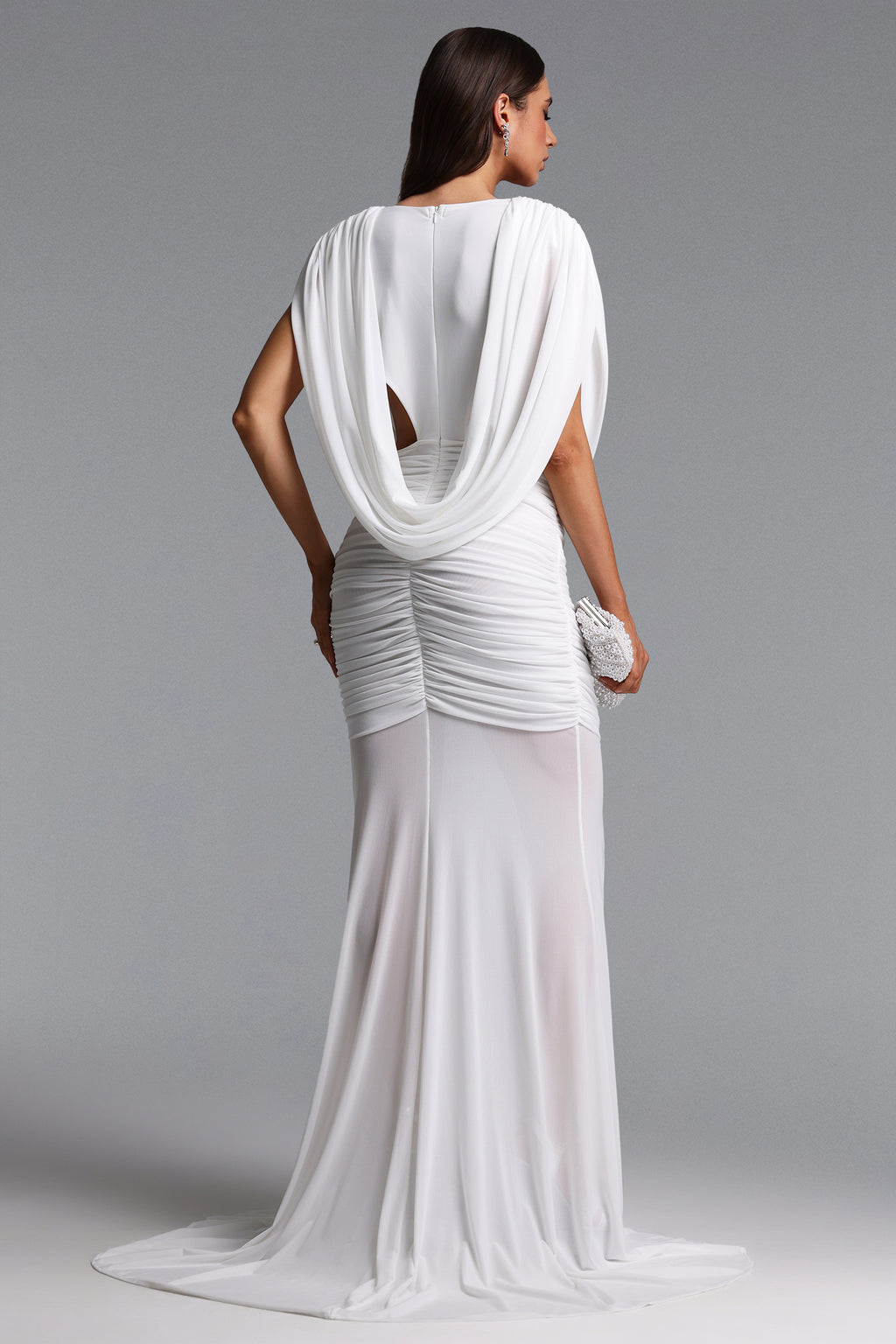 Glenda Chic Contour Ruched Drape Knit Maxi Dress	