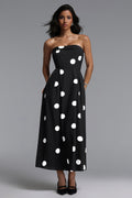 Marley Elegant Tailored Sleeveless Polka Dot Woven Maxi Dress	