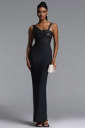 Vla Classic Contour Asymmetric Stripe Bandage Maxi Dress	