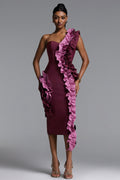 Gaia Chic Contour Strapless Ruffle Bandage Maxi Dress	