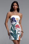 Enid Resort Cinched Sleeveless Floral Print Woven Mini Dress	