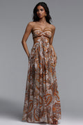 Polasa Resort Flowy Sleeveless Floral Print Chiffon Maxi Dress	
