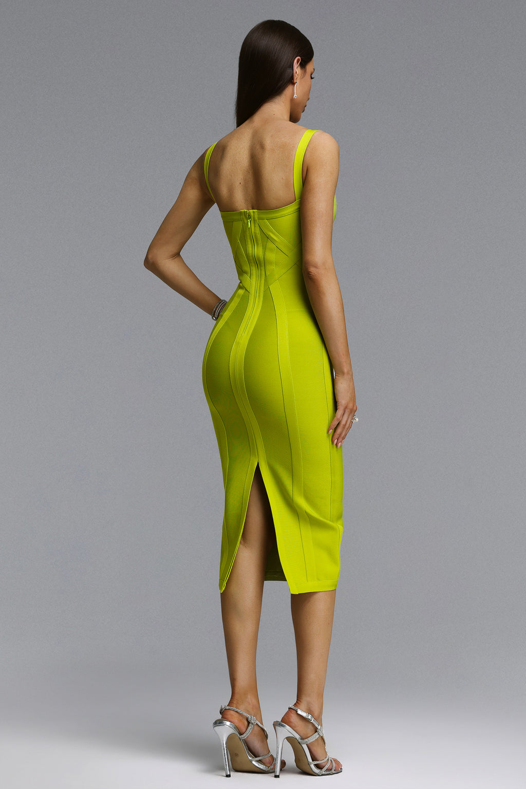 Subra Classic Contour Curve Bandage Midi Dress	