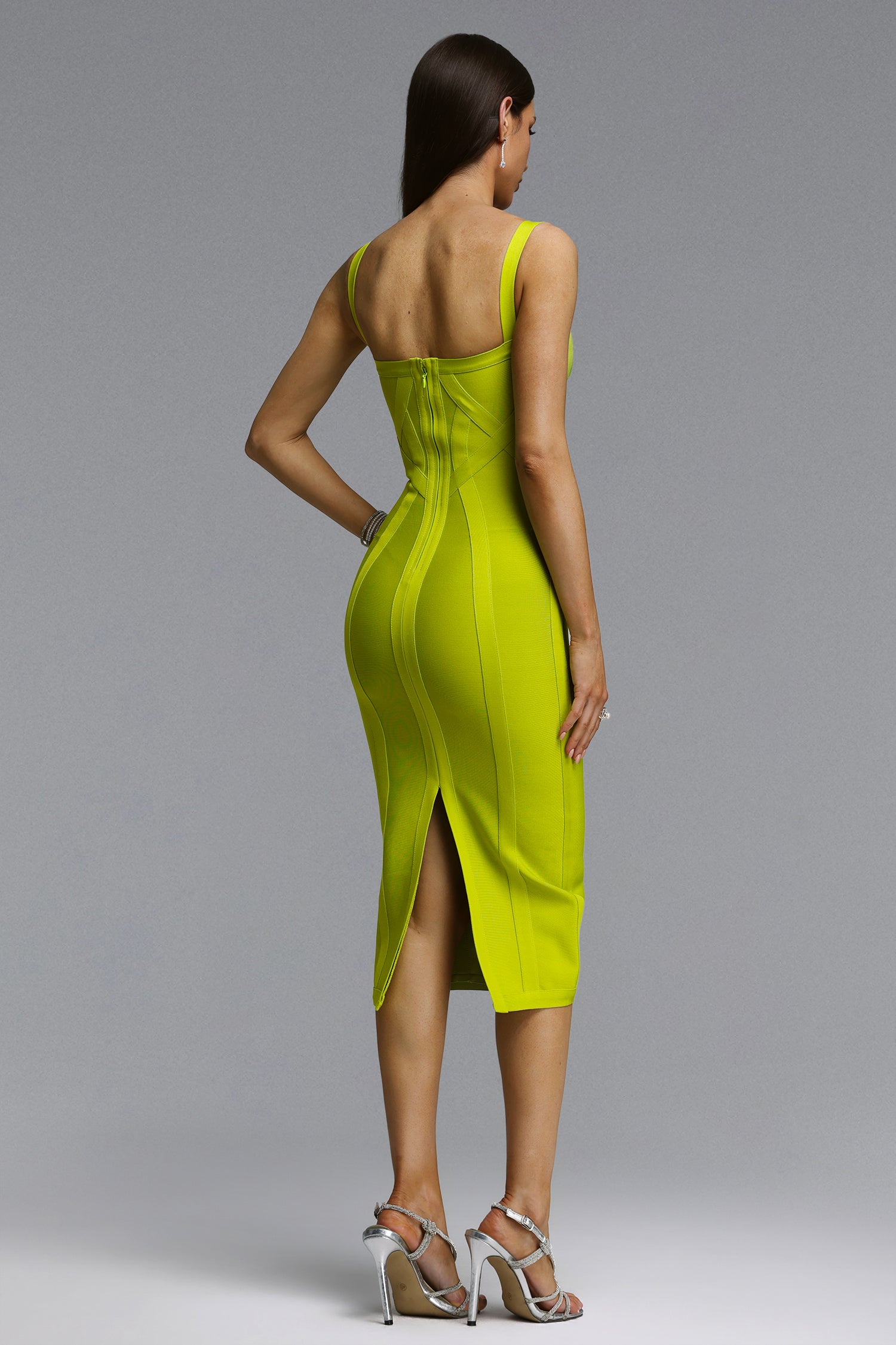 Subra Classic Contour Curve Bandage Midi Dress	