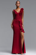 Mercy Romantic Contour V Neck Pleated Floral Maxi Dress	