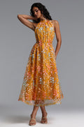 Vleah Resort Flowy Sleeveless Floral Woven Maxi Dress	