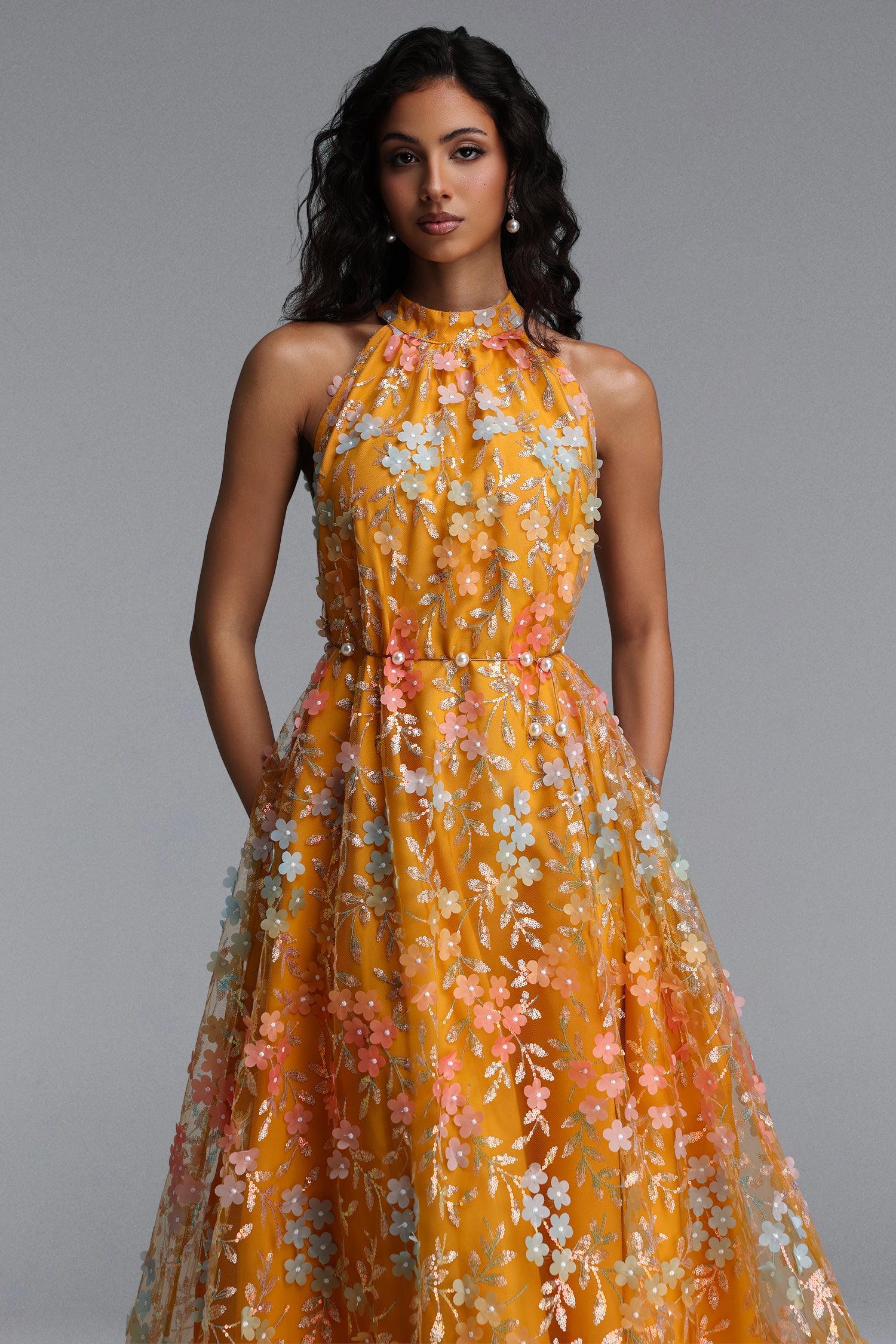 Vleah Resort Flowy Sleeveless Floral Woven Maxi Dress	