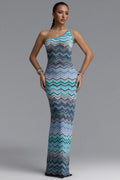 Raisin Resort Contour Chevron Print Knit Maxi Dress	