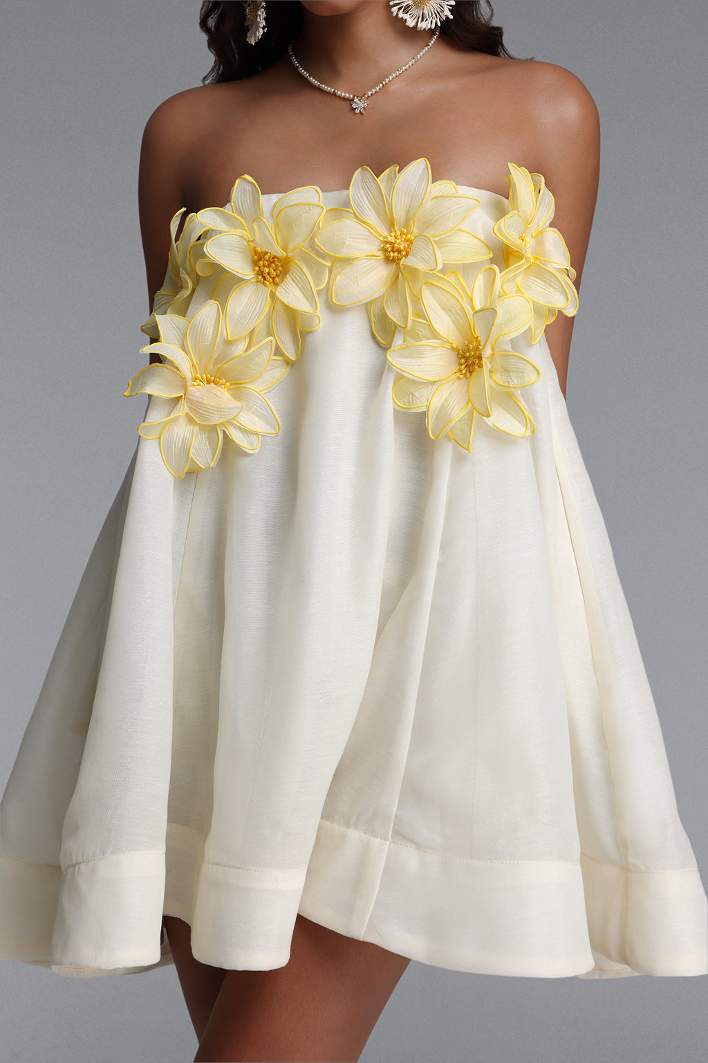 Johe Resort Flowy Sleeveless Floral Organza Mini Dress	