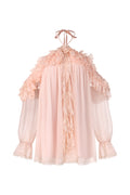 Estella Long Sleeves Flowers Folds Mini Dress