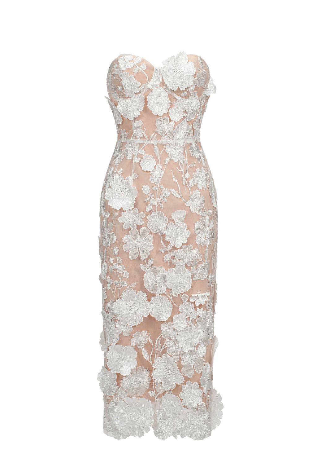 Oval Lace Tube Midi Dress