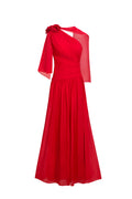 Savier Flower One Shoulder Slit Dress	