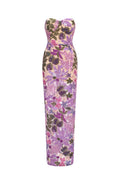 Eugenia Flower Sequins Strapless Mesh Dress - Purple	