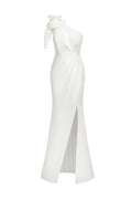 Locia One Shoulder Flower Cut Out Slit Maxi Dress	