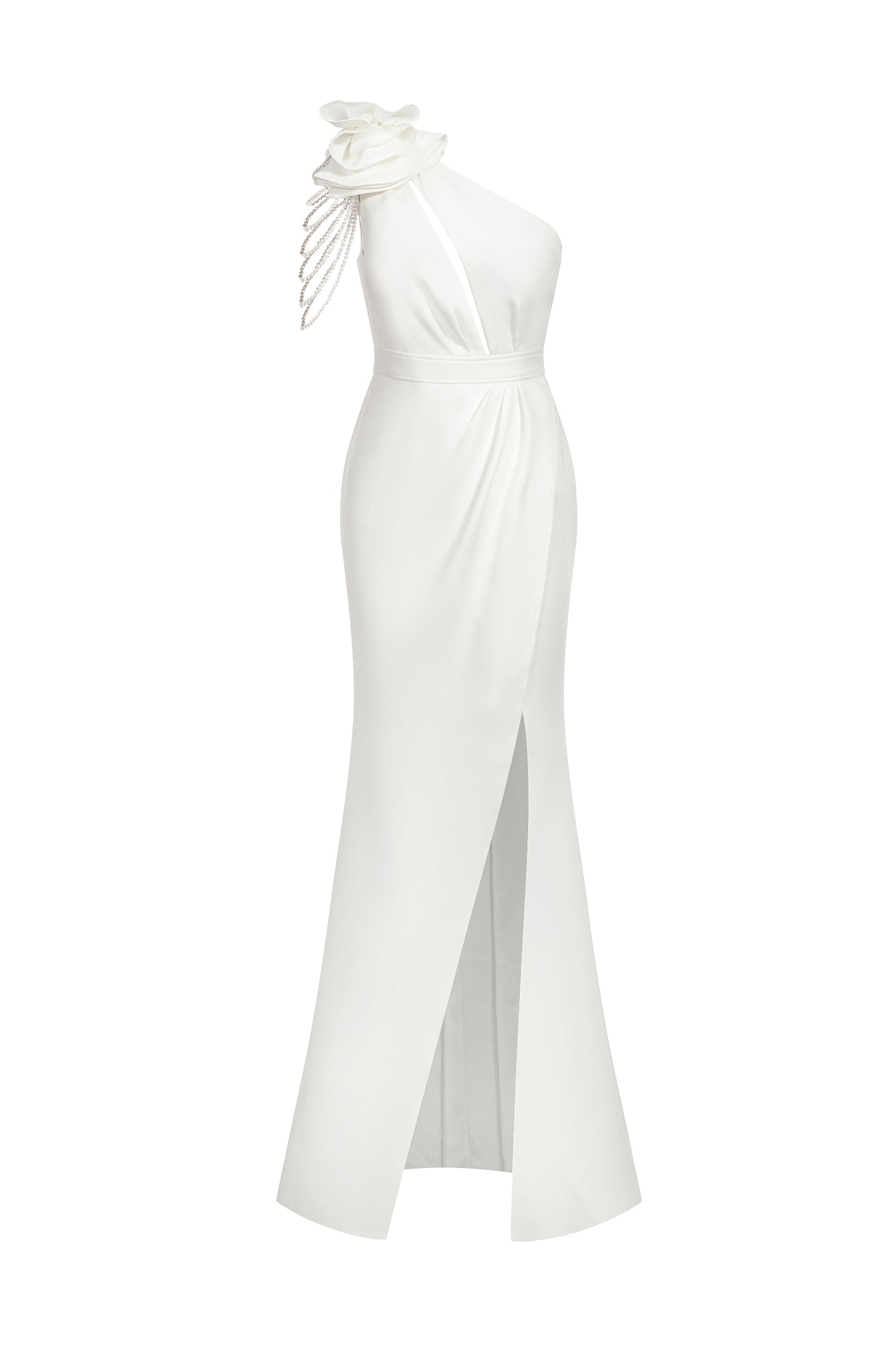 Locia One Shoulder Flower Cut Out Slit Maxi Dress	