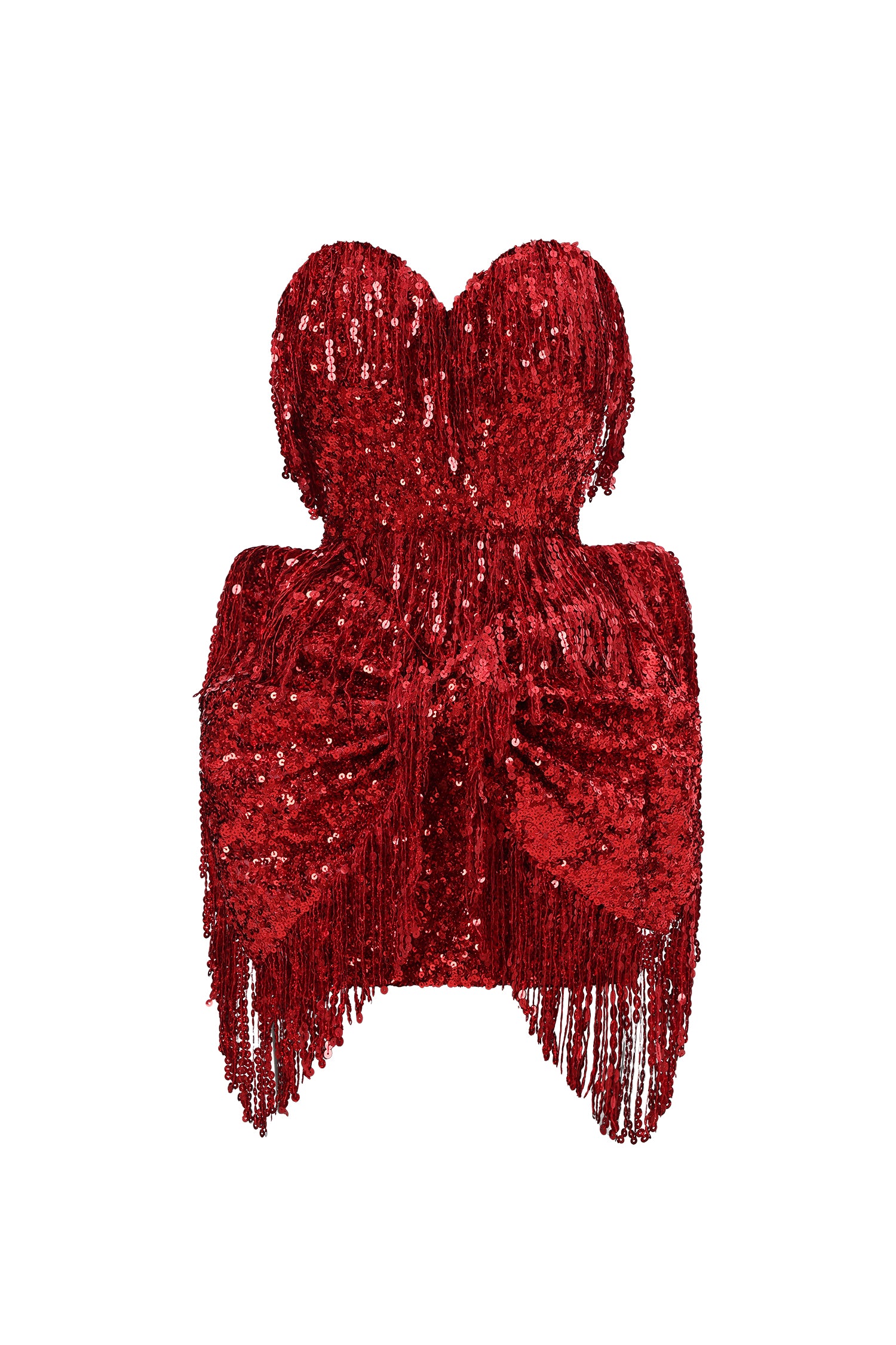 Glenda Strapless Diamond Setting Tassel Mini Dress	