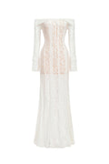 Tris One Shoulder Long Sleeves Lace Maxi Dress
