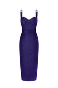 Ziriy Sleeveless V-Neck Bandage Dark Blue Maxi Dress