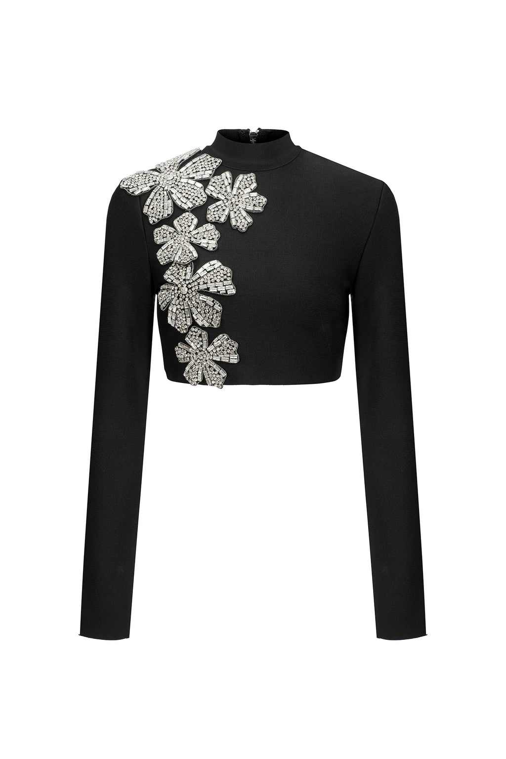 Ulama Choker Long Sleeve Diamond Flowers Bandage Maxi Two-Piece Set	