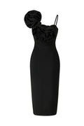 Lzada Halter Flowers Bandage Midi Dress
