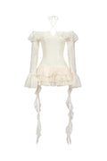 Wenie Off-the-Shoulder Long Sleeve Flounce Mini Dress