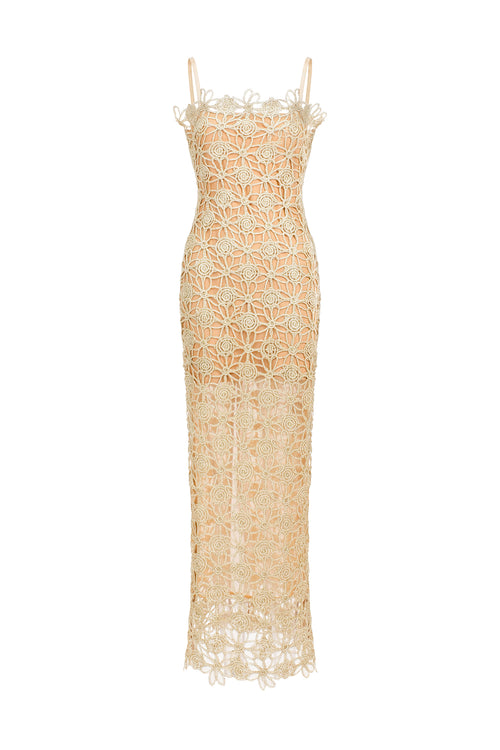 Lelia Sleeveless Hollow Out Slit Midi Dress	