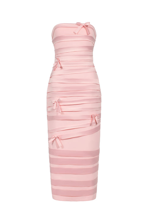 Gayu Sleeveless Bow Wrinkles Midi Dress