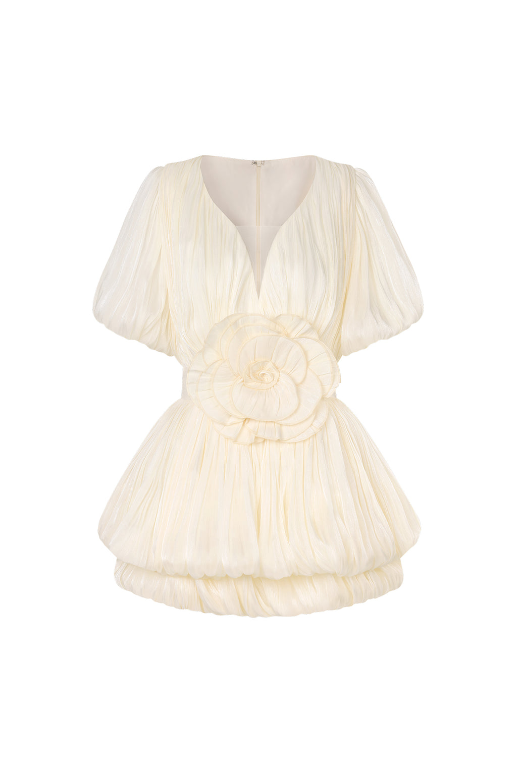 Matalin Deep-V Short Sleeves Flowers Mini Dress