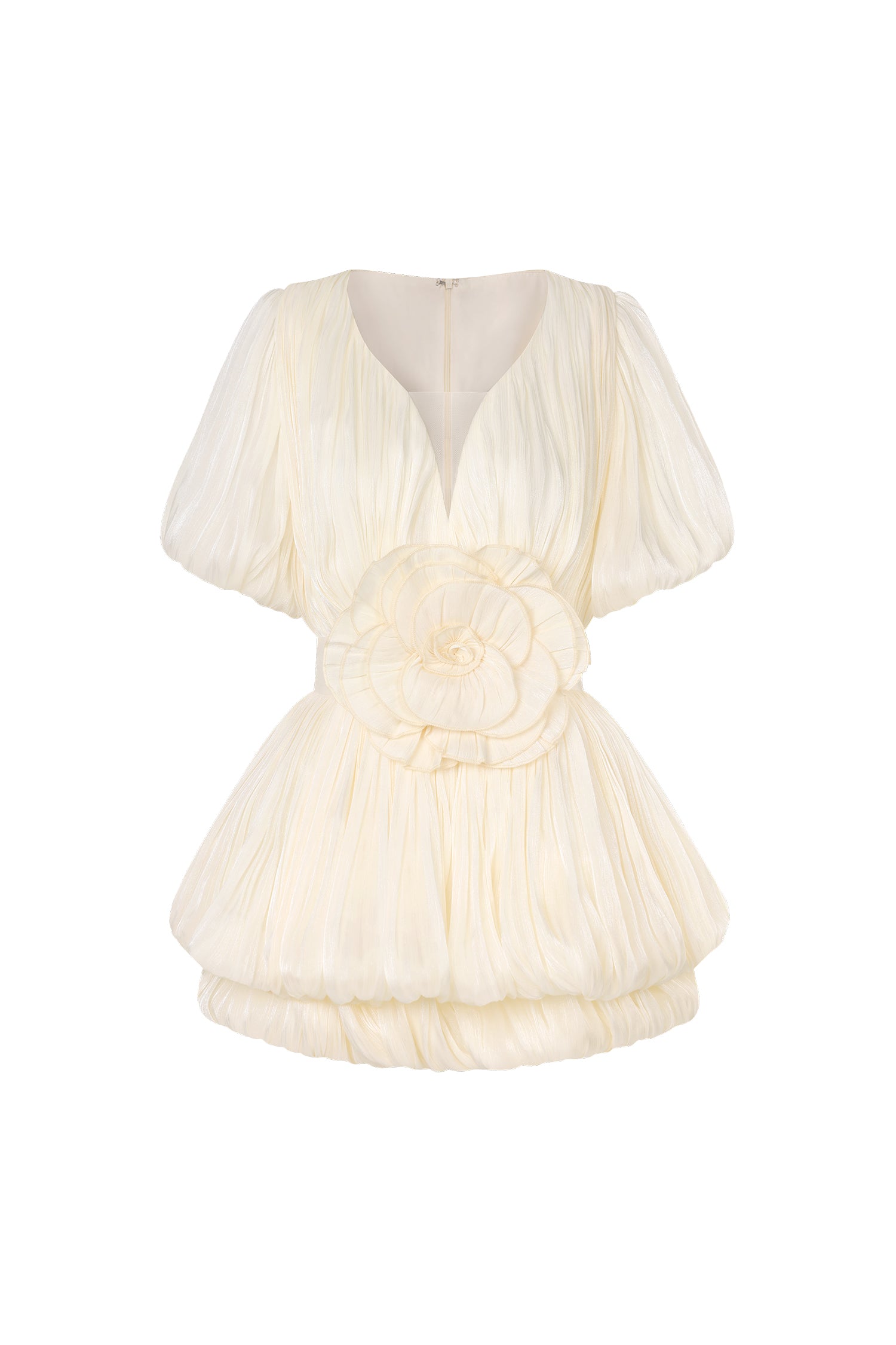 Matalin Deep-V Short Sleeves Flowers Mini Dress
