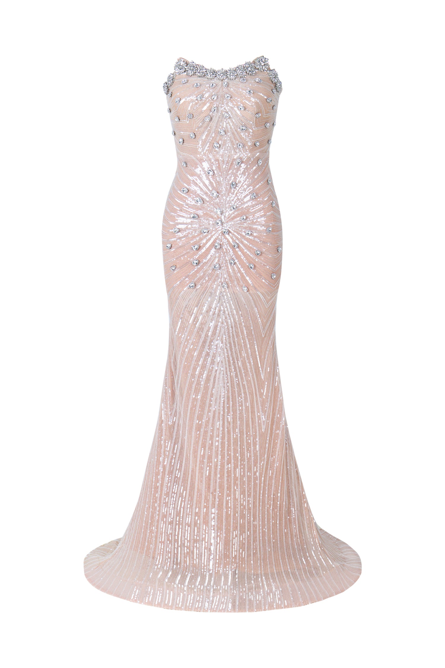 Kori Strapless Diamond Sequins Maxi Dress	