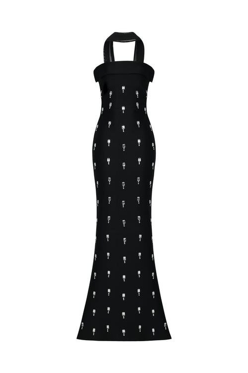Nadja Sleeveless Diamond Bunting Bandage Maxi Dress	