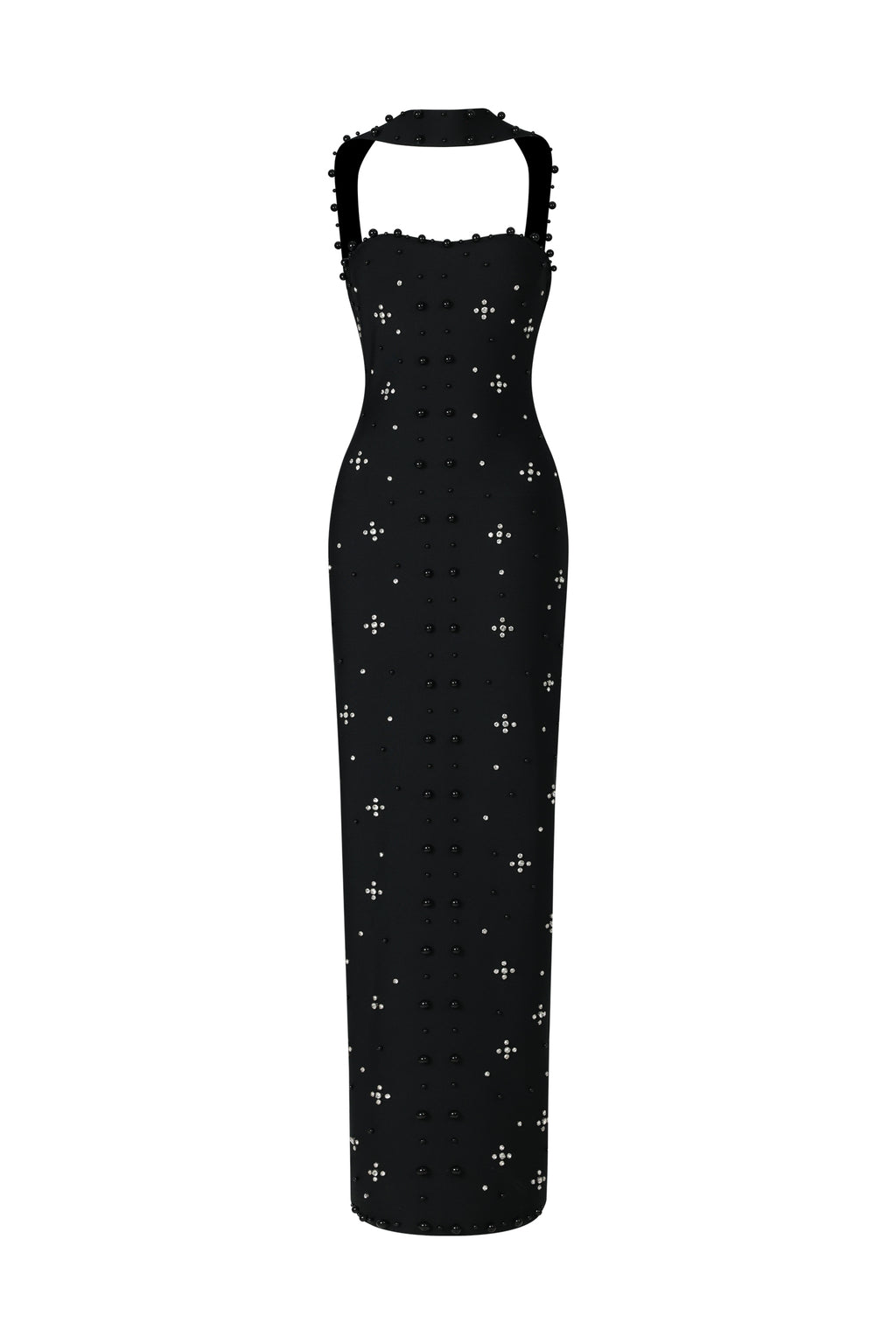 Nesya Sleeveless Pearl Bandage Maxi Dress