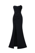 Stretchy Sleeveless Flowers Slit Bandage Maxi Dress	
