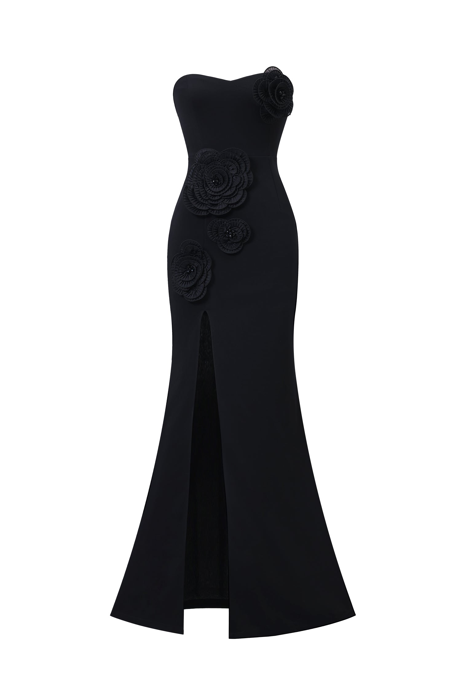 Stretchy Sleeveless Flowers Slit Bandage Maxi Dress	