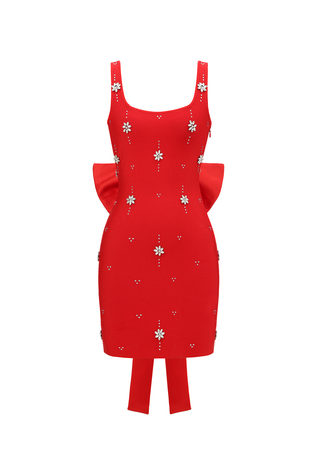 Marne Sleeveless Diamond Bow Bandage Mini Dress	