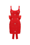Marne Sleeveless Diamond Bow Bandage Mini Dress	