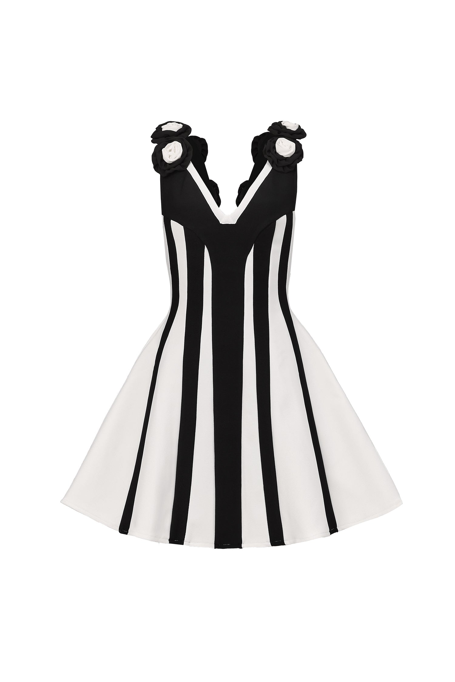 Serela Sleeveless V-Neck Flower Bandage Mini Dress