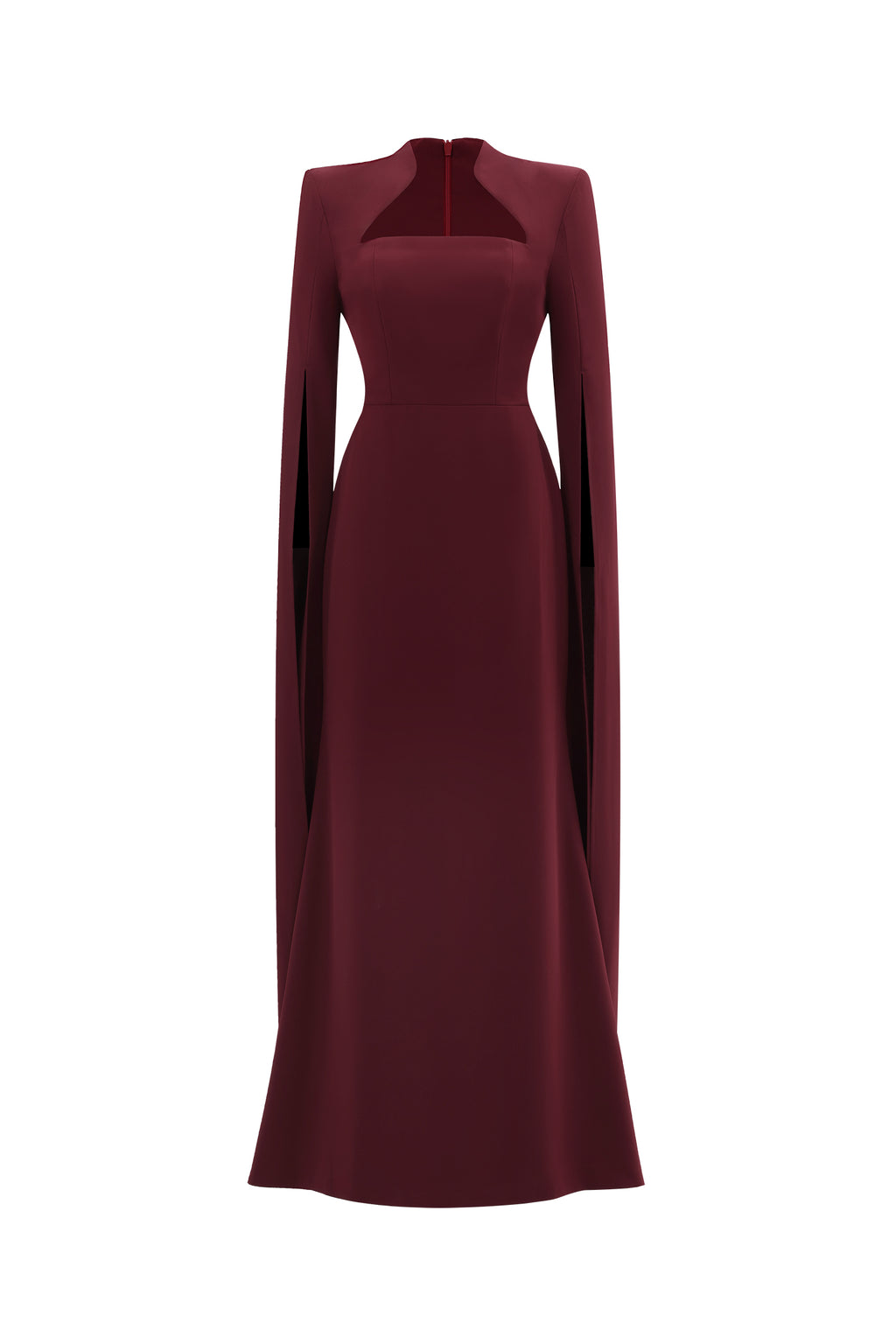 Werko Elegant Tailored Square Neck Cape Sleeve Woven Maxi Dress	