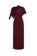 Ferean Elegant Tailored Short Sleeve Asymmetric Drape Maxi Dress	