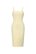 Vilina Elegant Contour Square Pattern Bandage Midi Dress	