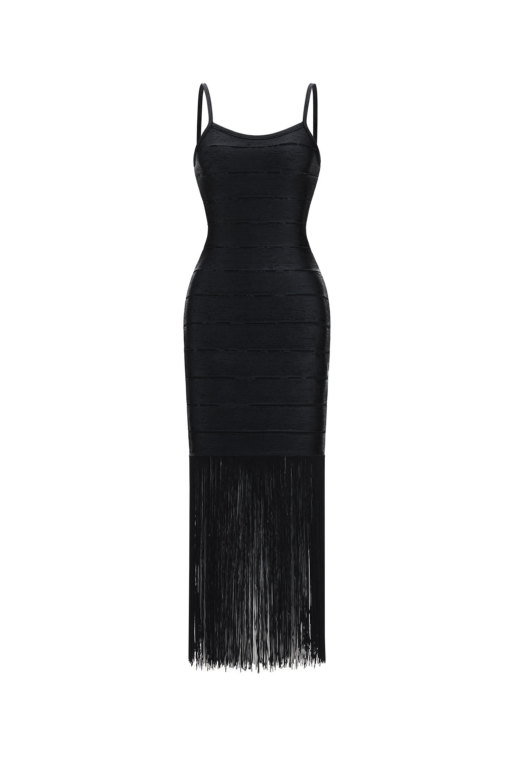 Demere Chic Contour Fringe Bandage Maxi Dress	
