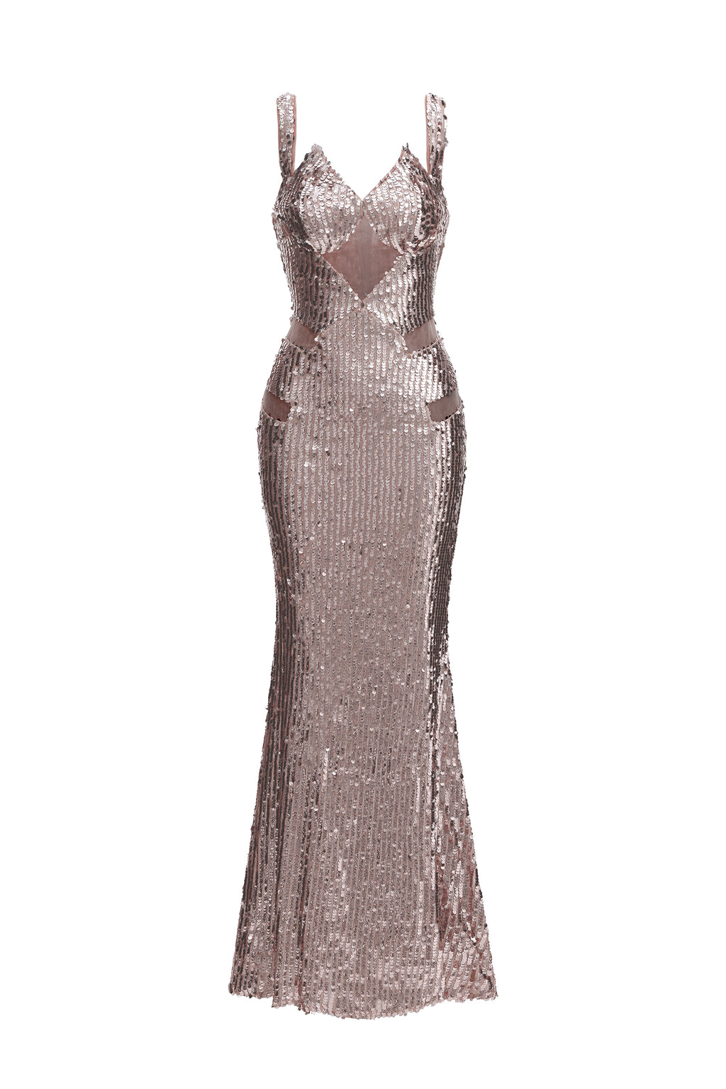 Willi Glamorous Contour V Neck Cut Out Sequin Maxi Dress	
