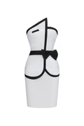 Erica Classic Slim Color Block White Bandage Crop Top And Mini Skirt Two-Piece Set	