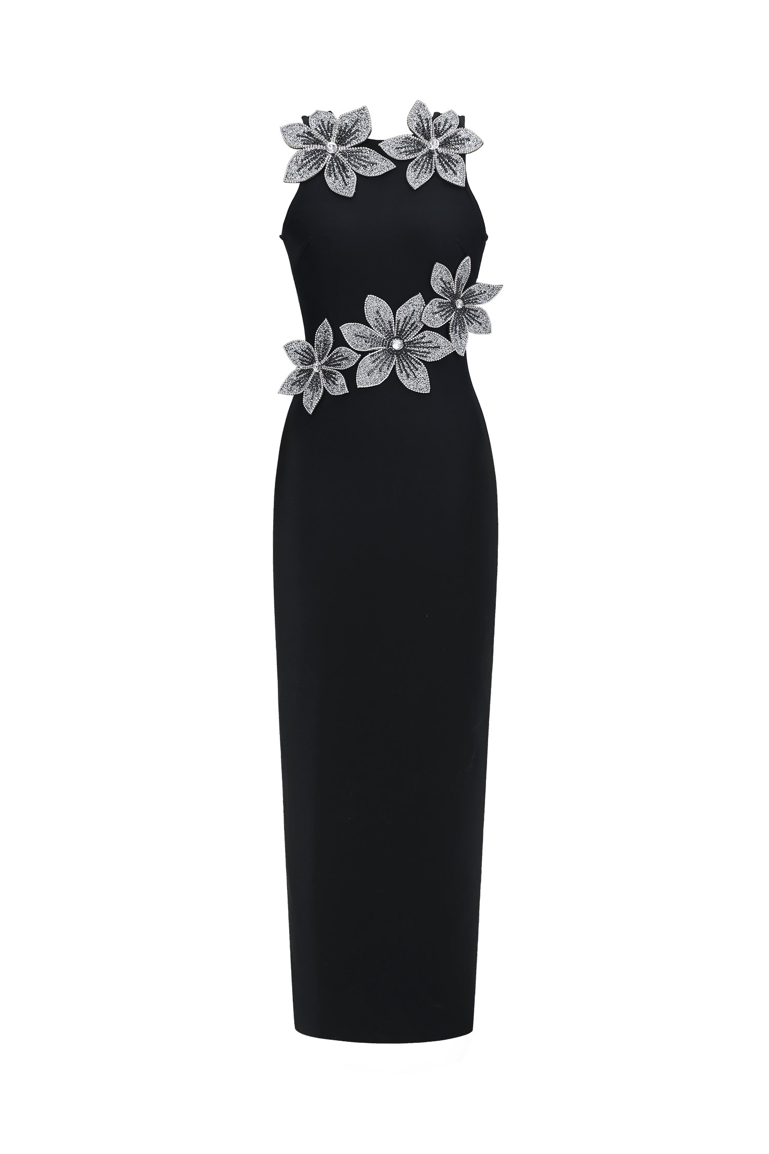 Whetu Elegant Contour Floral Bandage Maxi Dress	