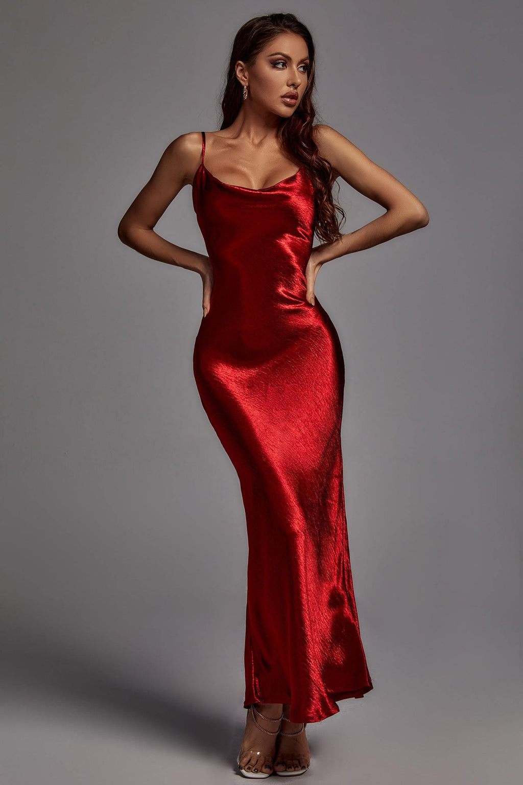 Emily Metallic Wine Maxi Dress - Bellabarnett	