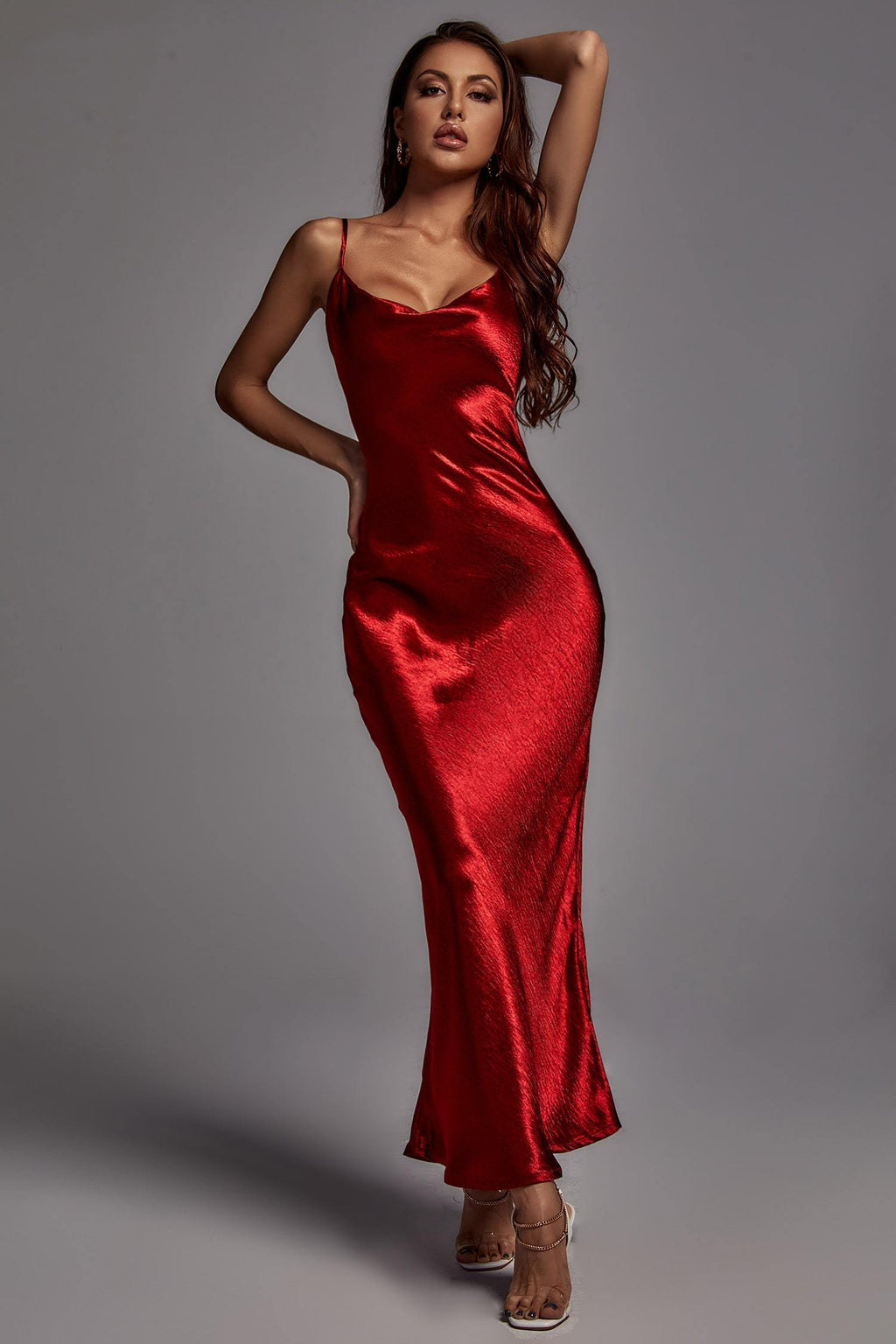 Emily Metallic Wine Maxi Dress - Bellabarnett	