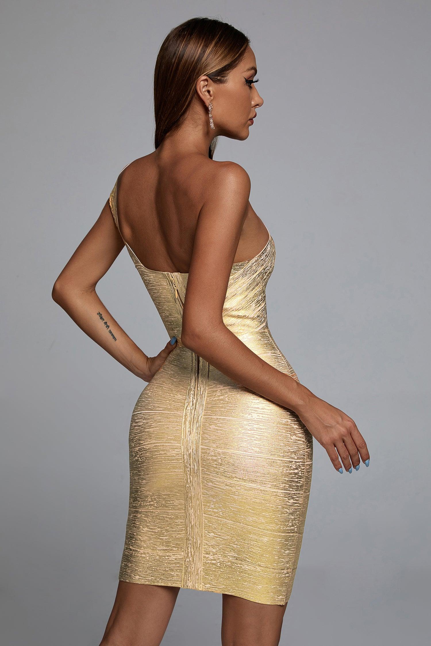 Lika Metallic Mini Cocktail Dress - Bellabarnett	