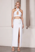 Juliet Halterneck Flowers Midi Set - White	