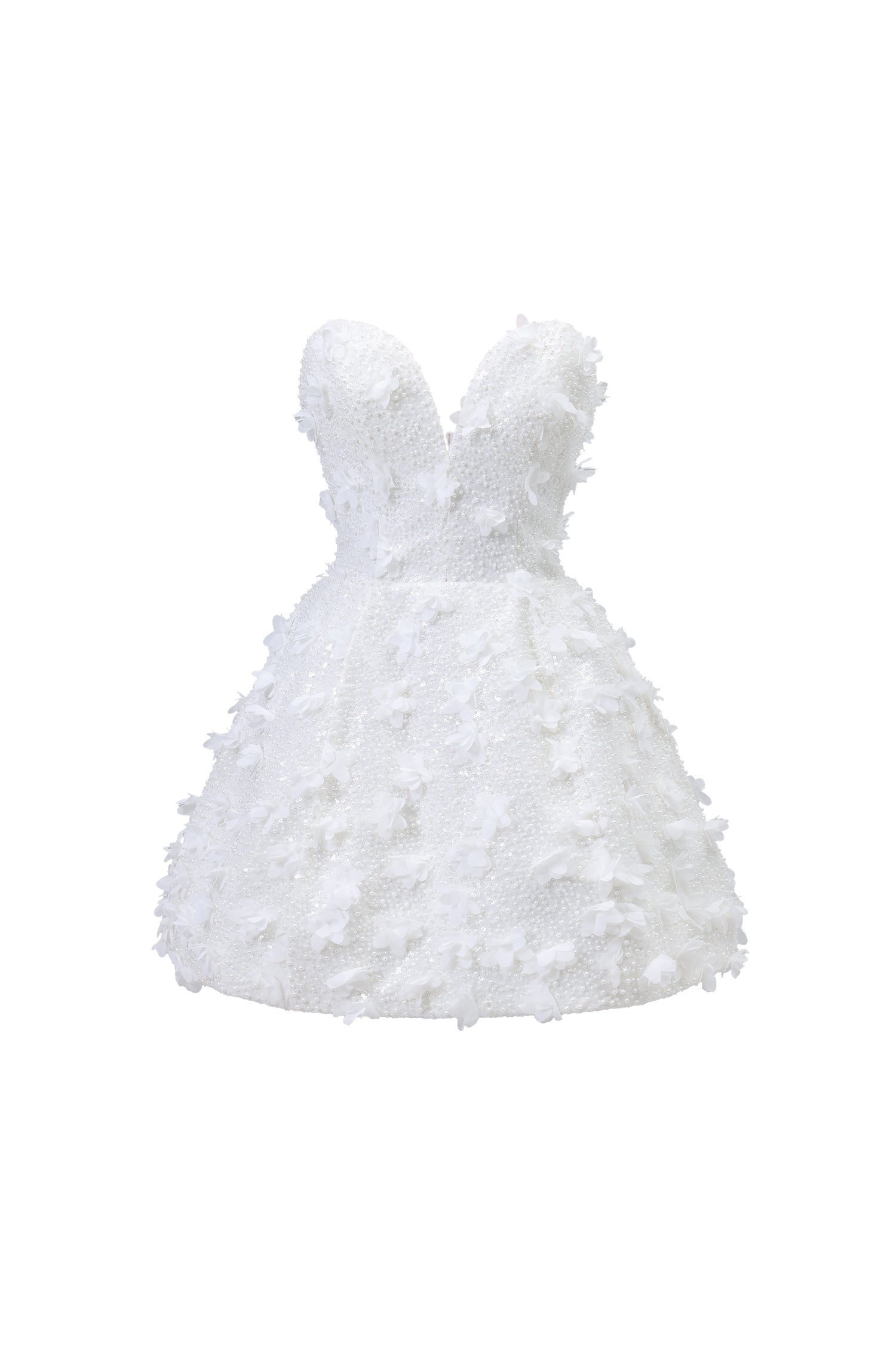 Yamaly Beaded V-neck strapless mini skirt