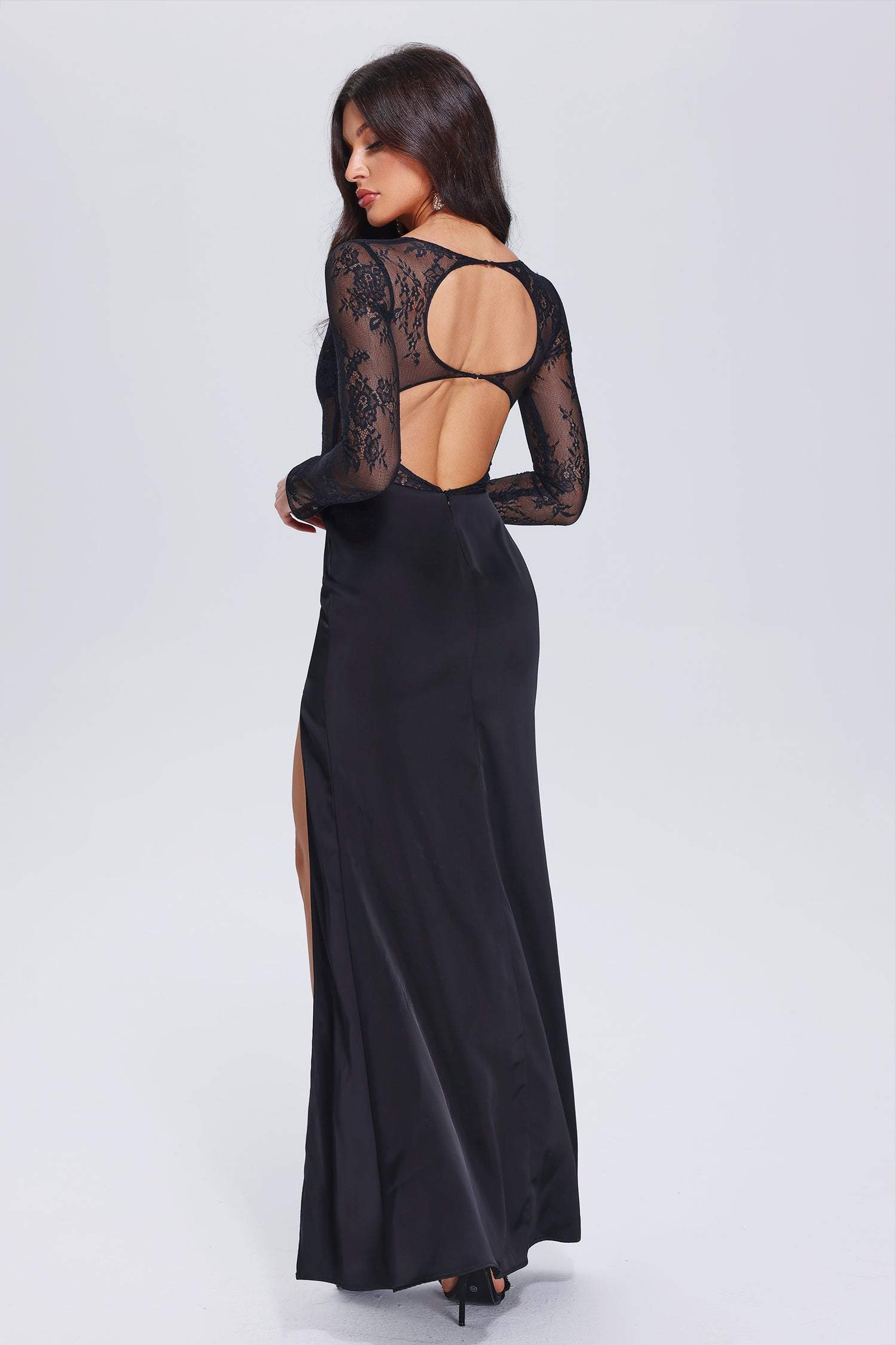 Valico High Slit Lace Maxi Dress	